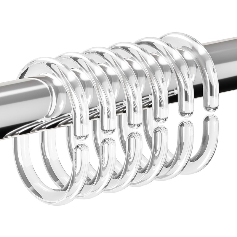 Resze 24 PCS Shower Curtain Rings, Plastic Clear Shower Curtain