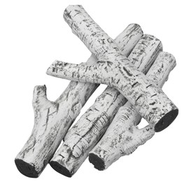 Stanbroil 4 Piece Set of Ceramic White Birch Wood Gas Log for All Types of Ventless, Gel, Ethanol, Electric,Gas Inserts, Propane, Indoor or Outdoor Fireplaces & Fire Pits