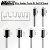 6Pcs Straight Router Bit Set 1/4 Shank, Double Flute Dado