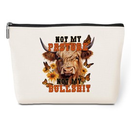 Western Makeup Bag, Cow Cosmetic Bag, Humor Cow Gifts, Cow Print Stuff, Western Accessories Stuff, Western Gifts for Women Girls Cow Lovers Owner Grandma Christmas Birthday Graduation Cow Themed Gifts