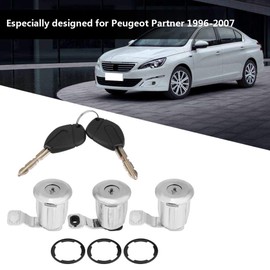 KSTE Car Barrel Lock Set, 252522 Car Door Lock Cylinder Set with Key Door Lock Key Core Accessories for Partner Citroen Berlingo Xsara