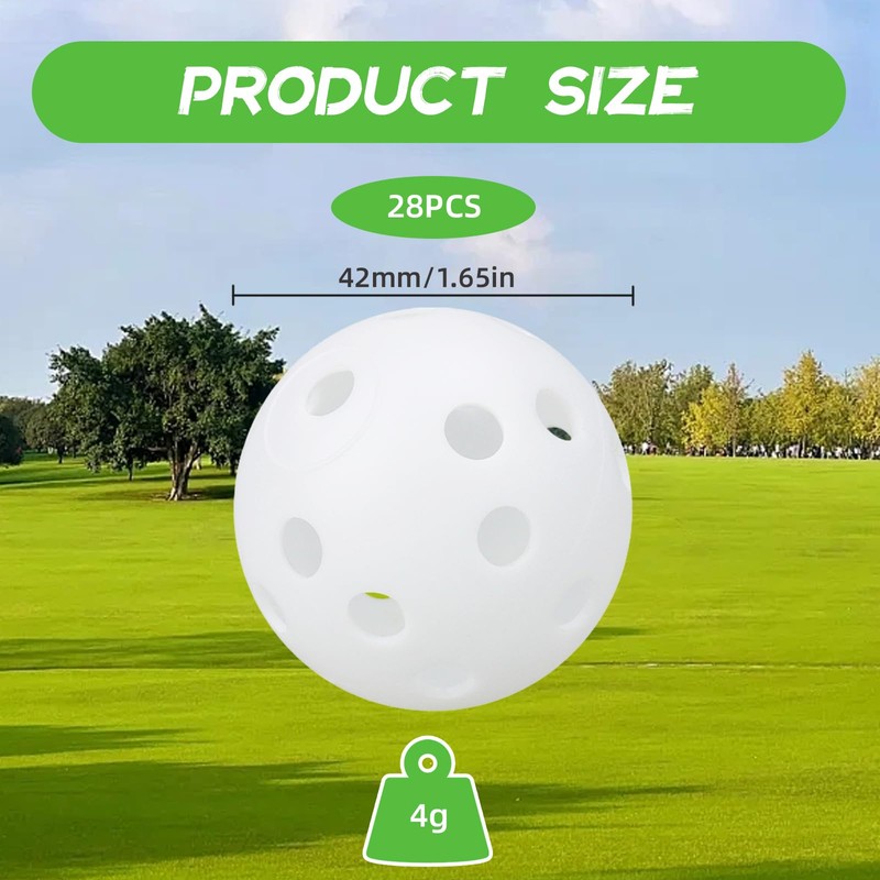28 Pcs Practice Golf Balls, 42mm Plastic Golf Balls With