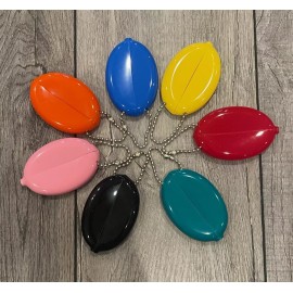 Quikoin RUBBER SQUEEZE OVAL COIN PURSE MENS WOMENS MONEY HOLDER WALLET - Made in USA - Blue