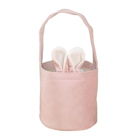 Easter Basket, Easter Bunny Basket with Ears Basket Bags for Easter Eggs Gifts Baskets (Pink)