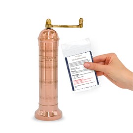 Alexander Home The Original Greek Salt Mill 8 Inch Tall | European Salt Mill Grinder with Crank Handle | Manual Salt Grinder | Salt Refillable - Copper