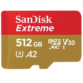 SanDisk 512GB Micro SDXC Card EXTREME (Up to 160MB/s Read/90MB/s Write) with SD Adapter, SDSQXA1-512G-GN6MA