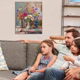 Stamped Cross Stitch Kits for Adults - Flower Embroidery Kits for Beginners Adults,11 CT Patterns Dimensions Counted Cross Stitch Kits for Adults Arts Craft Kits12 x 16 inch