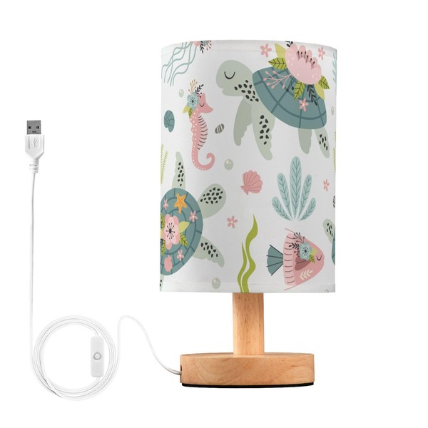 Oarencol Bedside Table Lamp Turtle Sea House Flower Nightstand Lamp