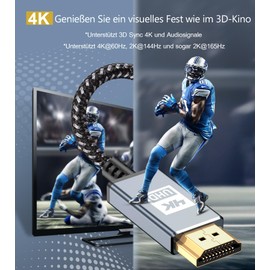 4K HDMI cable, 1.5Meter @ 4K 60Hz, 18 Gbps high speed HDMI 2.0 nylon braided cable, gold-plated connectors with Ethernet/Audio return channel, compatible with video of 4K UHD 2160p, HD 1080p