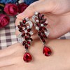 BriLove Women's Wedding Bridal Earrings Bohemian Ruby Color Crystal Flower