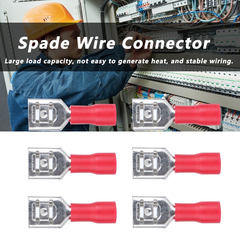 Insulated Spade Wire Connector FDD1.25‑250 Female Sturdy Durable Stable Convenient