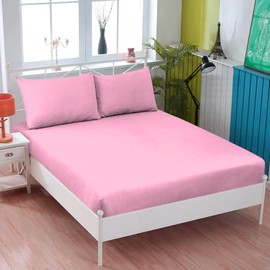 KHIM® 100% Soft Brushed Cotton Flannelette | 16Inch/40CM Extra Deep Fitted Sheets | Super King - Pink