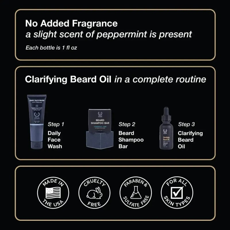 Aceite Zeus Clarificador para Barba, Orgánico y Vegano, para Todo