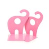Cartoon Cute Elephant Pattern Nonskid Metal Office Desk Bookends (Pink)