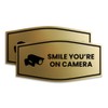 Fancy Smile You're On Camera Sign (Brushed Gold) - Large