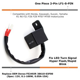 iJDMTOY 2-Pin 2Pin Electronic FL1 LED Flasher Relay Fix Compatible with Motorcycle/Bike LED Turn Signal Bulbs Hyper Flash/Rapid Blink Issues