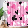 BIYSUC Pink Mouse Head Shower Curtain Black and White Children