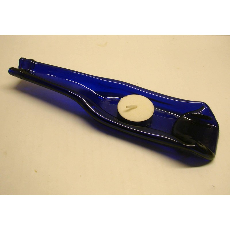 Upcycled Cobalt Blue Glass Beer Bottle Spoon Rest Small Dish