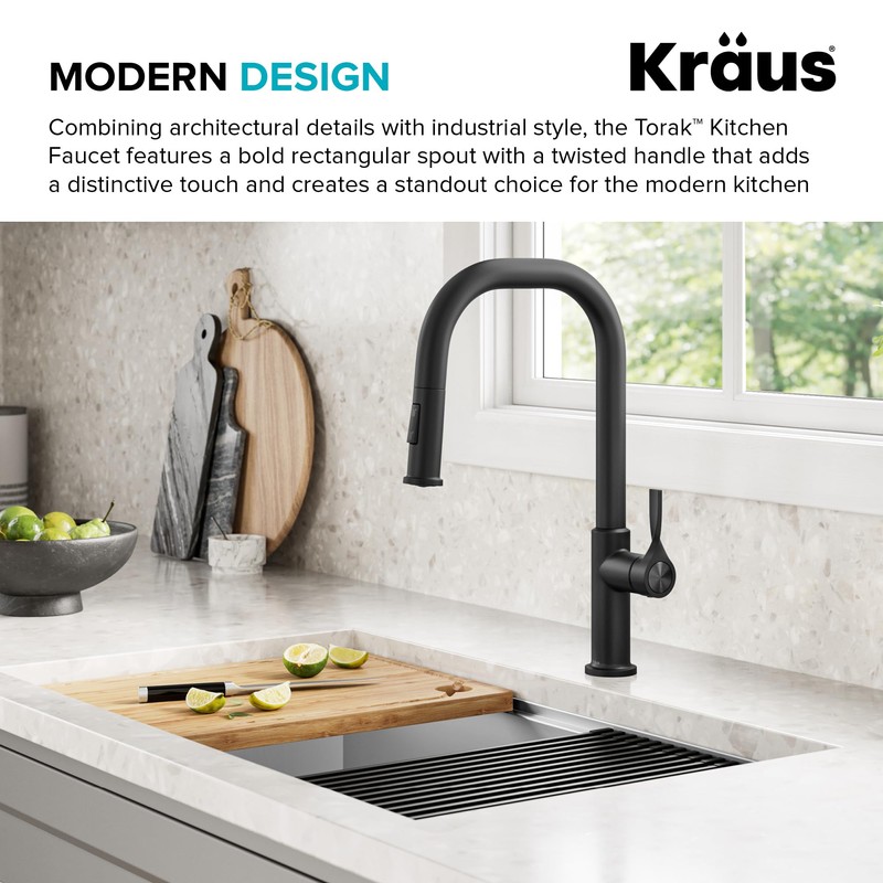 KRAUS Torak Pull Down Kitchen Faucet in Matte Black with