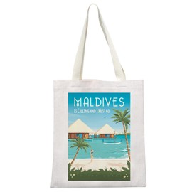 MYSOMY Maldives Travel Bag Maldives Souvenir Gift Maldives Honeymoon Gift Maldives is Calling and I Must Go Tote Bag, Maldives Tb3
