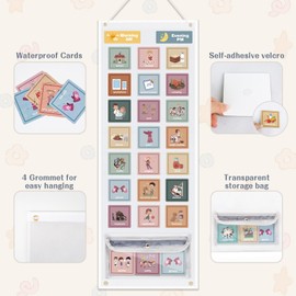 Joyreal Visual Schedule for Kids, Morning Bedtime Routine Chart for for Toddlers, Daily Schedule Behavior Chore Chart with 135 Cards for Home School (Boho)