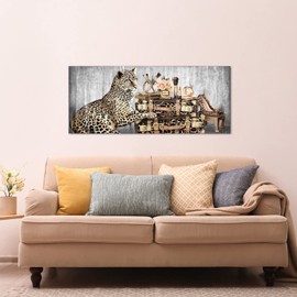 Kalormore Leopard Fashion Picture Poster Vintage Makeup Accessories Bags High Heel Shoes Glam Poster Canvas Prints Wrapped on Wood Frame for Woman Girl Bedroom Beauty Salon Makeup Room Wall Decor