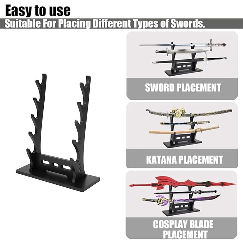 5 Tier Sword Stand Display Sword Rack Stand, Black Katana