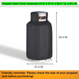 420 lb Propane Tank Cover, Heavy Duty 600D Waterproof and Dustproof Oxford Fabric, Double Fabric, Top Zipper Design for Easy Opening and Closing of Valves, for 420 lb Propane Tanks, Black