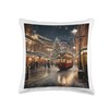 Covent Garden London Victorian Christmas Market Scene Print Throw Pillow