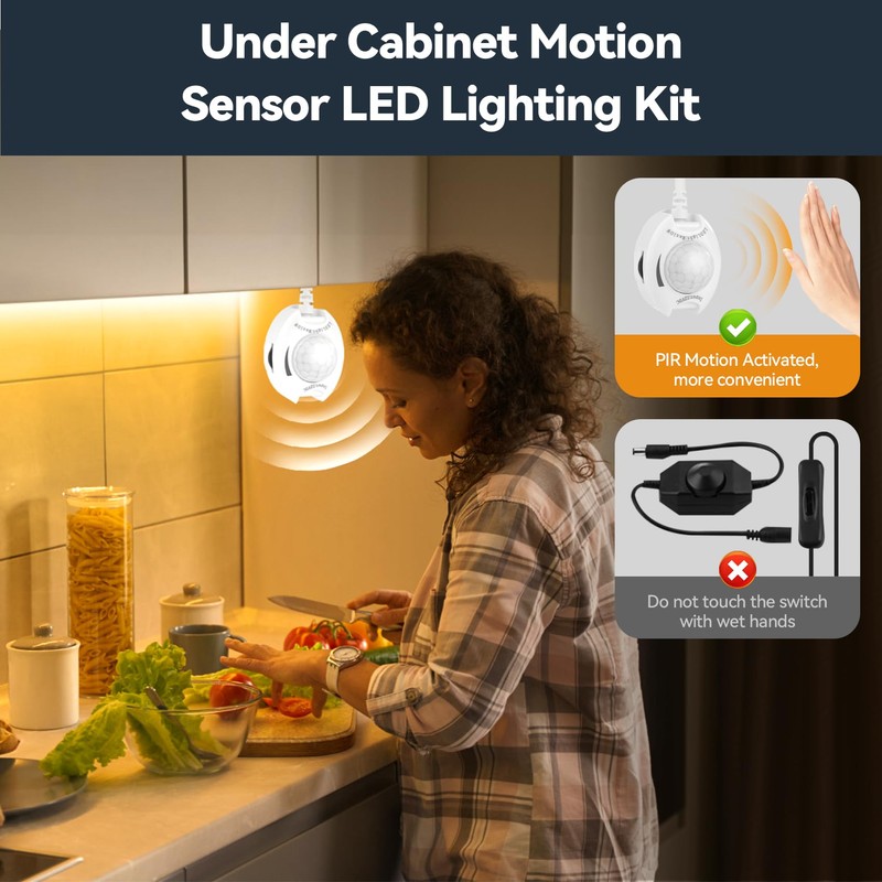 Dual Motion Sensor LED Light Strip 19.7ft Warm White for