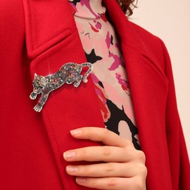 KristLand Fashion Women Men Vintage Leopard Brooch Colorful Full Rhinestones Crystals Wild Animal Corsage Lapel Pin Birthday Party Gift