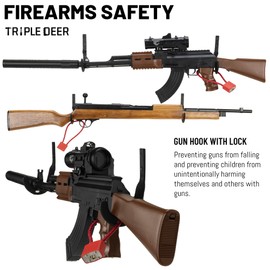 TRIPLE DEER Gun Rack Storage Wall Mount Shotgun Rifle Hook Horizontal Gun Hanger for Any Rifles Shotguns Archery Bow and Sword with Soft Padding, Wall Mount Storage & Display Heavy Duty Steel