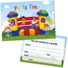 12 x Bouncy Castle Birthday Party Invitations with Blue Envelopes