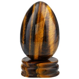 mookaitedecor Tiger's Eye Crystal Egg Oval Ball with Stand, Gemstone for Healing Reiki Chakra and Family Decoration Decoration