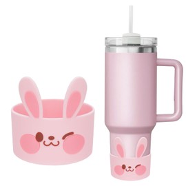 AGIFTMIND Silicone Boots for Stanly Cup 20/30/40 oz, Bottom Protector for Tumblers, Animal-Themed Boot for Stanly Cup Accessories (1P, PinkBunny)