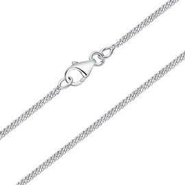 DTPsilver® 925 Sterling Silver Thin Necklace/Curb Chain - Lobster Clasp - Width: 1.5mm - Various Lengths : 40, 45, 51, 55, 61 cm, Sterling Silver