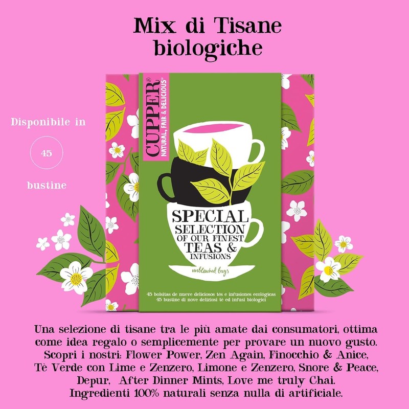 Cupper Collection Tè e Tisane Biologiche, Cofanetto, Assortimento di Tè