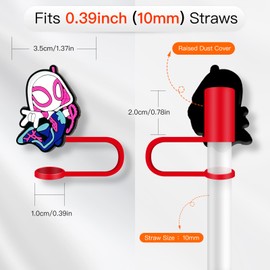 8Pcs Cartoon Softball Medical Cheer Dog Straw Covers Cap for Tumblers Cup, 10mm Teeth Ballet Straw Topper, Silicone Straw Tip Covers for Drinking Straws (H)