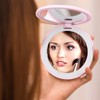 LED Compact Mirror Round Shape 3X Magnification Rechargeable Double Sided