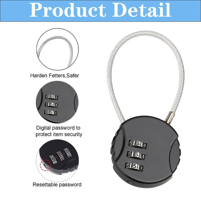 LightBeacon Pack of 6 Luggage Lock, Suitcase Lock, Combination Lock,