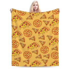 Manta de franela ultra suave y bonita para decoración de pizza, ropa de cama adecuada para viajes, camping, sala de estar, sofá, recámara, decoración de regalos (estilo 1, 80 x 60 pulgadas)