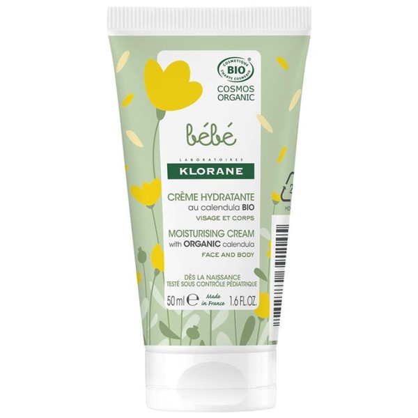 Klorane Bébé Crème Hydratante au Calendula Bio, 50 ml