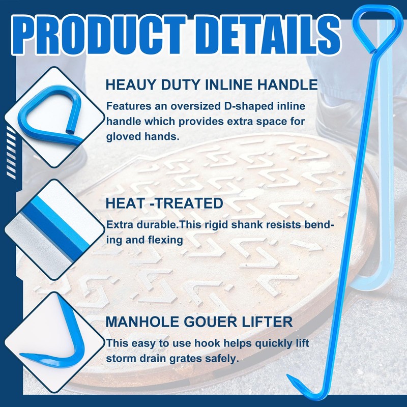 Therwen 2 Pcs Manhole Cover Hook 36 Inch with 5/8"