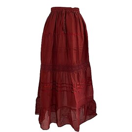 Kiran Fashion Cotton Maxi Skirt Summer Boho Festival Lined One Size Fits 10 12 14 16 18 20 (Burnt Orange)