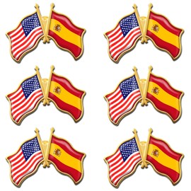 50/Pack -American Spain Friendship Flag Pins Bulk -1.4” Metal US USA Spain Lapel Pins Badge Button Souvenir