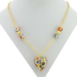 Glass Of Venice Murano Glass Heart Necklace - Klimt