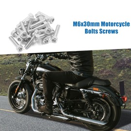 A ABSOPRO Motorcycle Car Hexagon Socket Fastener Bolts Screws M6 x 30mm Motorcycle Bolts Screws Aluminum Alloy Silver Tone (Set of 20)