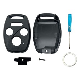 Keyless Entry Key Fob Shell Case Fit for Honda 2003-2012 Accord / 2006-2013 Civic EX / 2009-2015 Pilot /2005-2006 CR-V No Cutting or Programing Required (4 Buttons Black)
