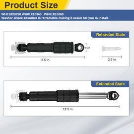 4 Pack WH01X20826 Washer Shock Absorber and Pin for ge Kenmore Elite Washer Replace WH01X10343 WH01X10260 1264427 AP4265856 PS1482318 EAP1482318- Figure 6 Shows More Compatible Models-3 Years Warranty