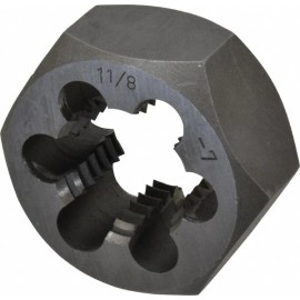Value Collection 1-1/8 - 7 UNC Thread, 2" Hex Rethreading Die, Carbon Steel, 1" Thick